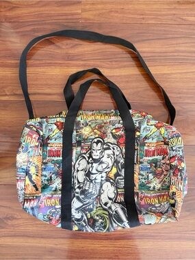 Entertainment Earth Marvel Iron Man Comic Book Print Duffle Bag Overnight Travel
